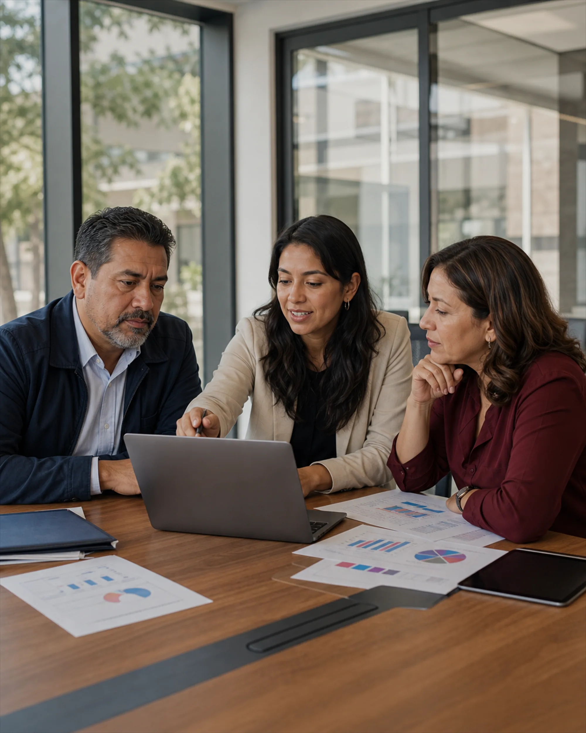 Equipo de Peakative revisando resultados de admisiones con una institución