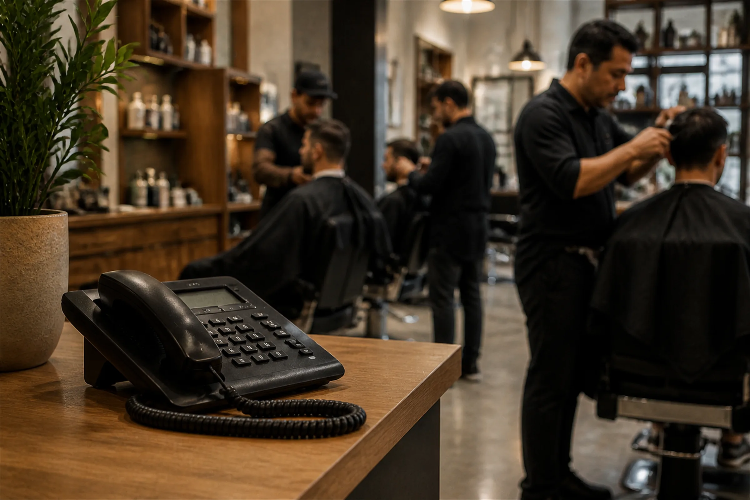 Recepcionista respondiendo una consulta entrante por teléfono