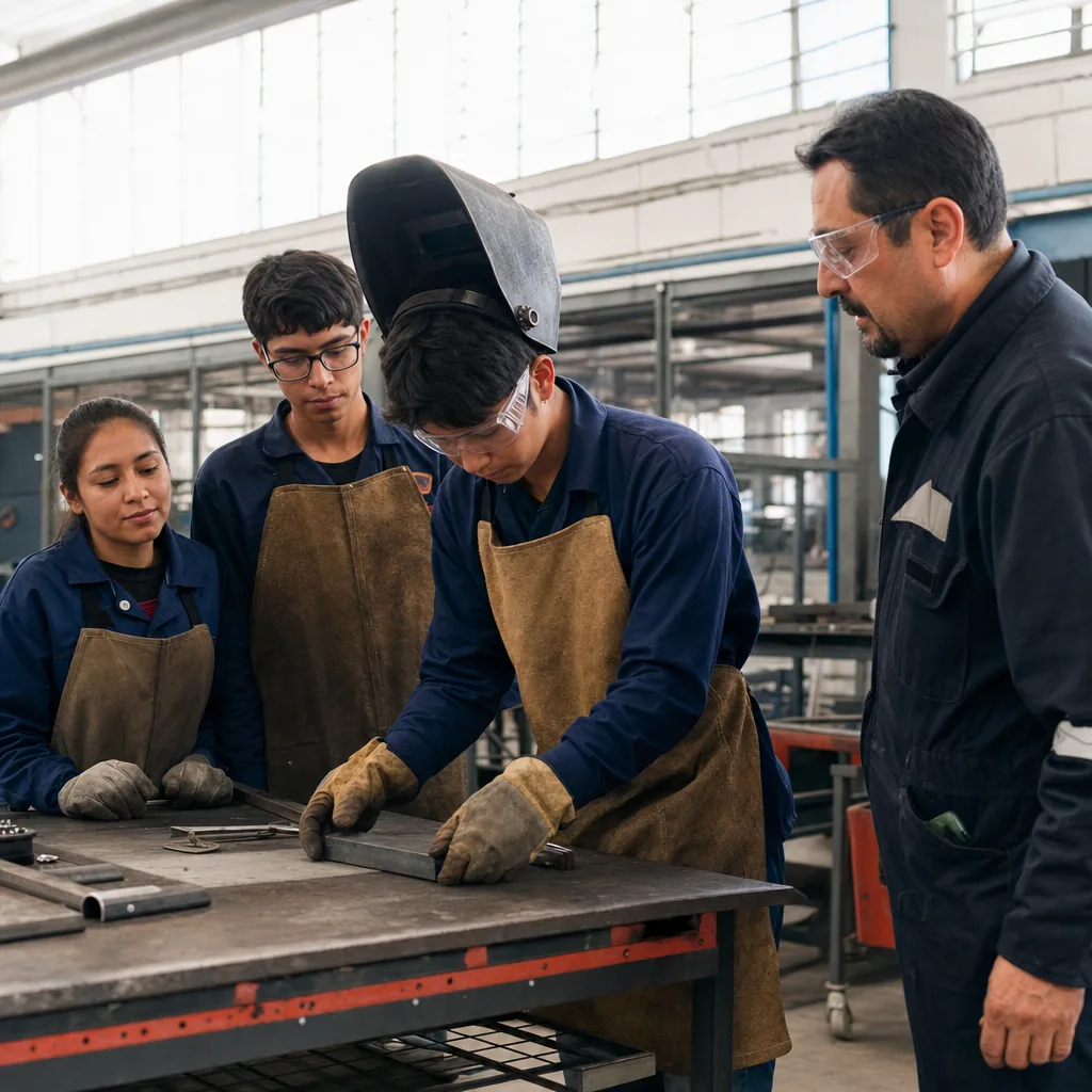 Aula de un instituto técnico durante una sesión práctica con estudiantes